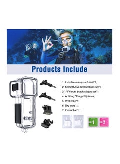 Generic Waterproof Housing Case for DJI Osmo Pocket 3, Touchscreen Underwater Diving Protective Shell Waterproof up to 50m/164/ft with Helmet Bracket & 1/4 Bracket Accessories  - Image 5