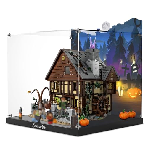NAOCARD Acrylic Display Case for Lego 21341 Disney Hocus Pocus The Sanderson Sisters Cottage Building Bricks Dustproof Display Box Customized Decorative Box HD Painted Background - Image 1
