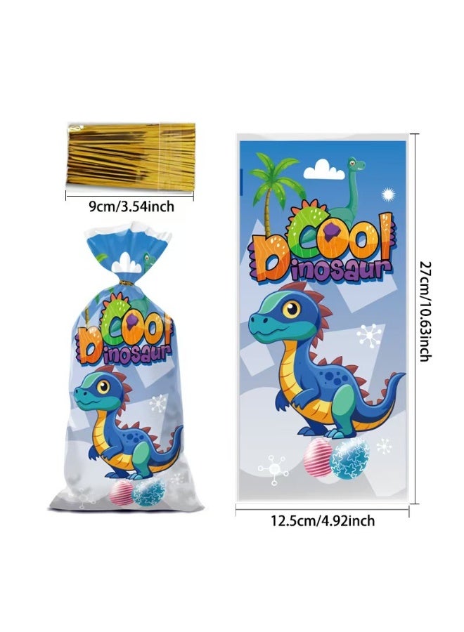 50pcs Dinosaur Cellophane Cartoon Gift Candy Bags – 4 Assorted Designs, Flat Pocket Style for Baking, Snacks & Biscuit Packaging - Image 4