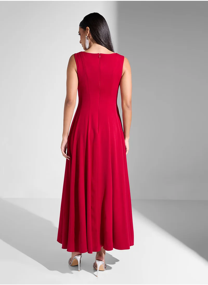 Akadia Fashion square neck panel details dress