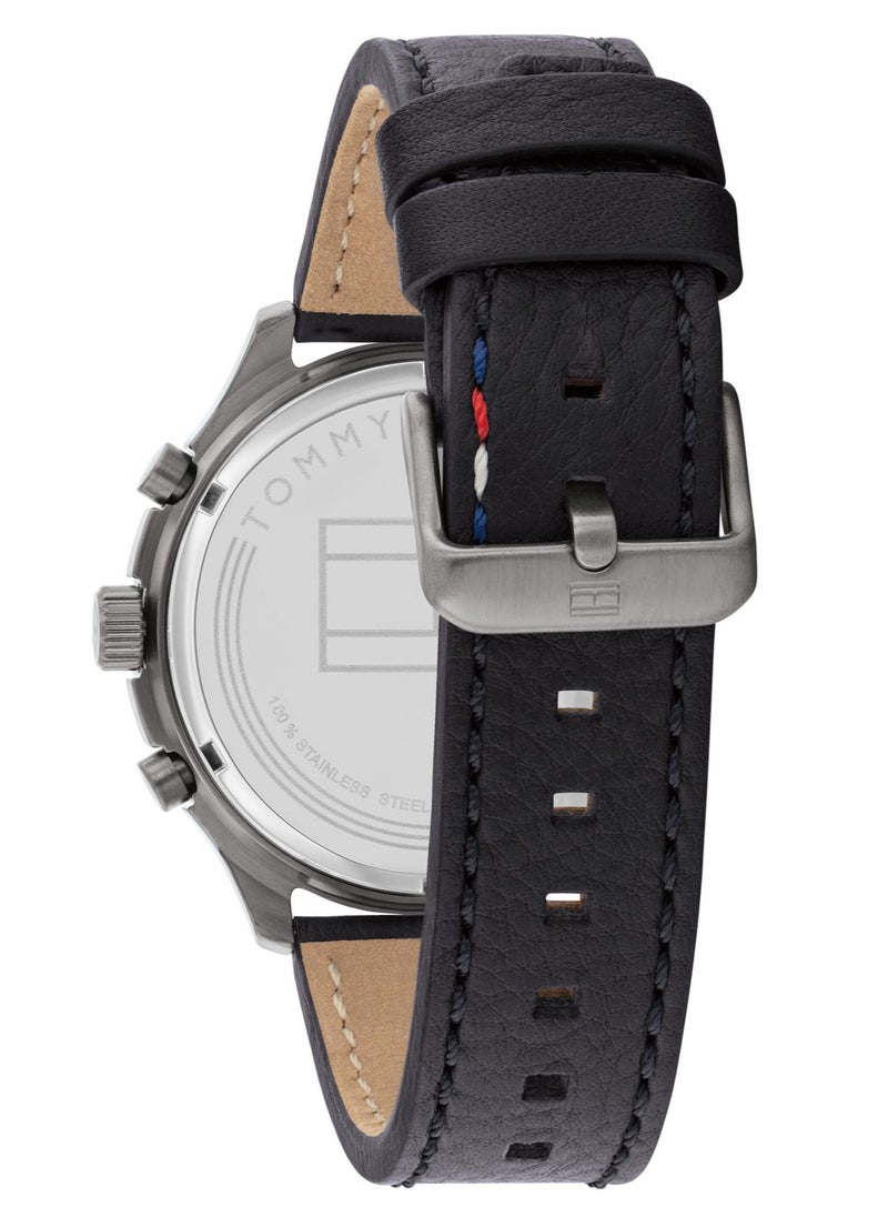 Tommy Hilfiger Plus Men's Analog Watch Green Dial Black Leather Strap 1791856  - Image 3