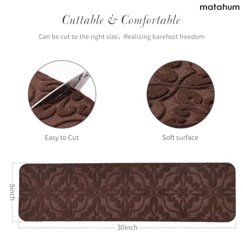 MATAHUM Non-Slip Carper Stair Treads for Wooden Steps Indoor Self Adhesive Stair Rugs 8"x30", Peel and Stick Stair Runners for Dogs, Kids, and Elder, 15PCS Brown… - Image 2