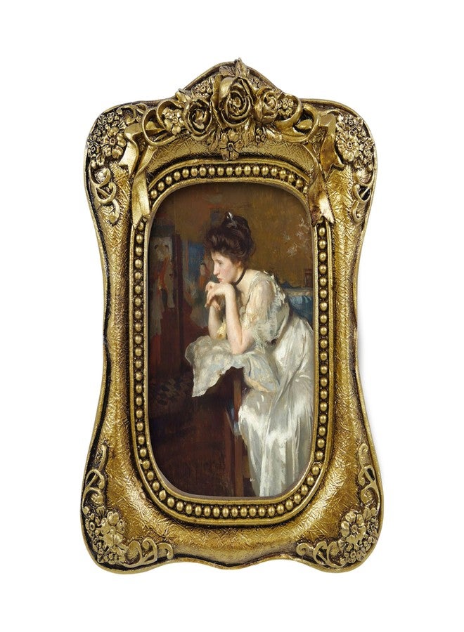 iAmoy Gold Vintage 2.5x3.5 Picture Frames for Wall and Tabletop, Hand-Painted Baroque Style Small Photo Frames with Embossed Flower, Antique Ornate Home Décor - Image 1