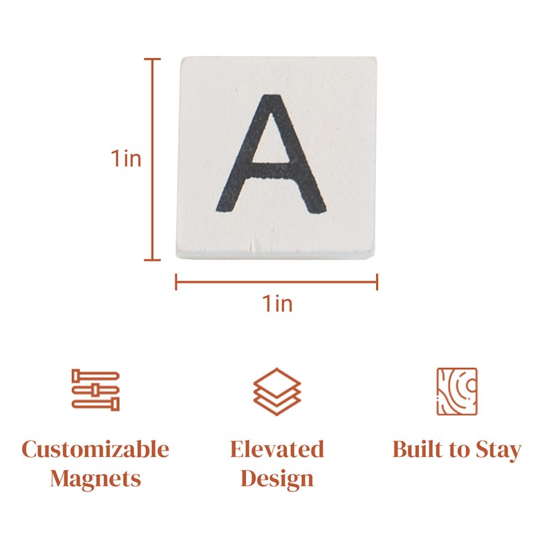 Stiles 100 Pieces Magnetic Letter Tiles  Wooden Magnetic Letters for Whiteboard  Fridge  or Magnetic Letter Board  Wood Alphabet Magnet Letters  White - Image 4