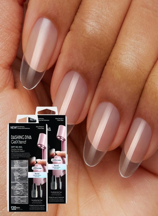Dashing Diva GelXtend Nail Tips, 2 Pack - Clear, Medium Length, Round - Acrylic Nails with LED Glue - Lasts Up to 14 Days - False Nails - No-Soak, Easy Removal - Image 1