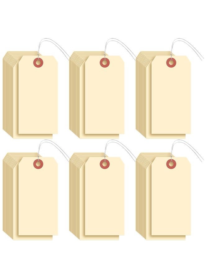 Sayglossy 1000 Pcs Manila Shipping Tags with Wire 4.72 x 2.36 Inches Blank Hang Wire Tags Labels Thick Wire Labels with Reinforced Hole - Image 1