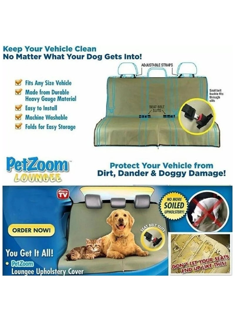 Petzoom Loungee Car Back Seat Cover, Designed to Protect Seats from Pets, Waterproof, Scratch Resistant, Non-Slip, Fits Cars, Trucks, SUVs – Standard (GREEN) - Image 5