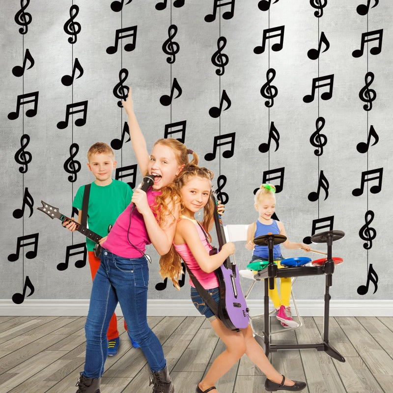 Cindeer 8 Pcs Music Notes Party Decorations Musical Birthday Hanging Decorations Music Notes Paper Garland Banner for 50s 80s Birthday Baby Shower Wedding Party Supplies Ceiling Decor(Black) - Image 5