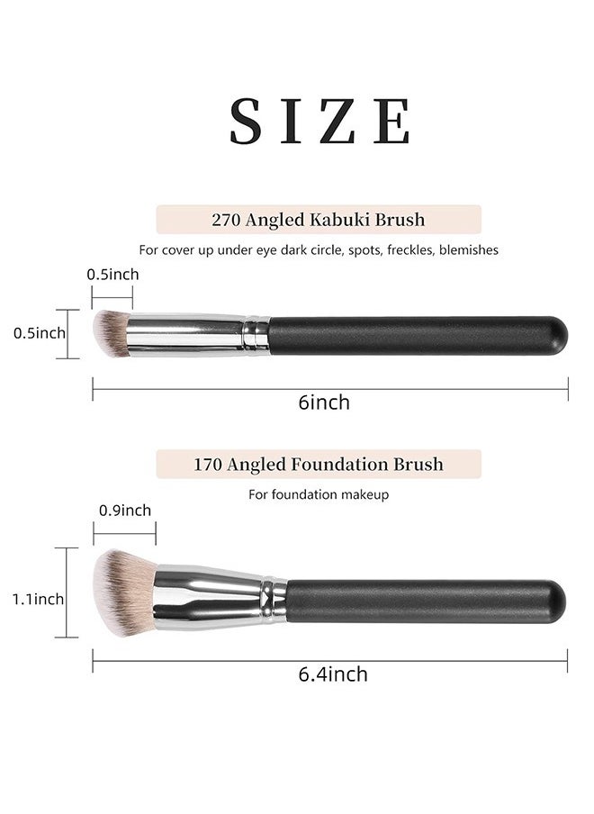 GOOD DEAL Under Eye Concealer Brush And Foundation Brush For Liquid Makeup, 2 PCS Dense Synthetic Angled Kabuki Blending Makeup Brush For Liquid, Cream And Setting Powder  - Image 4
