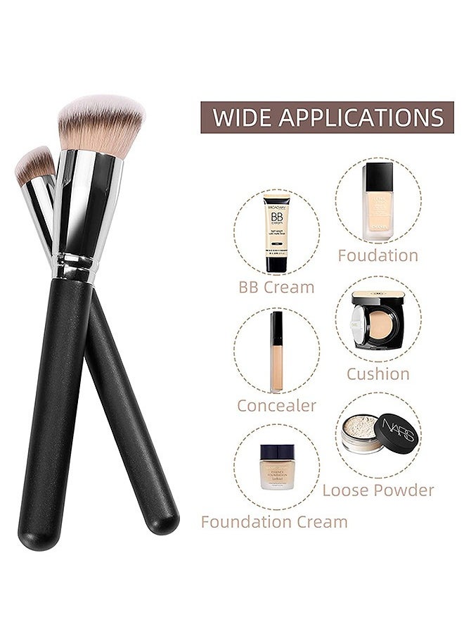 GOOD DEAL Under Eye Concealer Brush And Foundation Brush For Liquid Makeup, 2 PCS Dense Synthetic Angled Kabuki Blending Makeup Brush For Liquid, Cream And Setting Powder  - Image 5