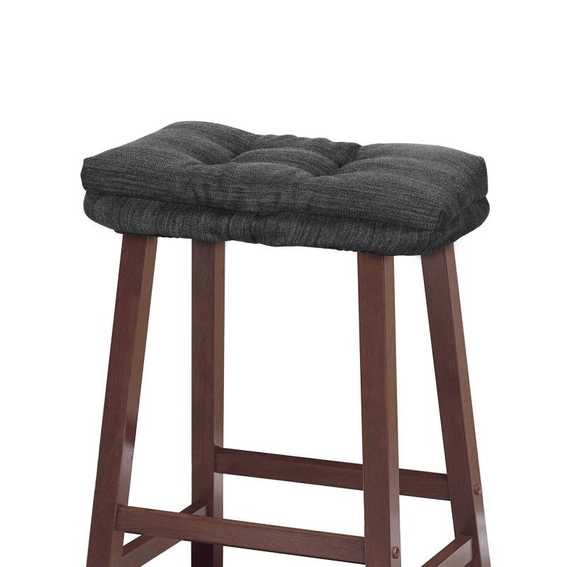 BAIBU baibu Stool Cushion Rectangular Super Soft Bar Stool Cushion Saddle Stool Pad with Ties  1 Pad Only GrayBlack 18x95x15in 