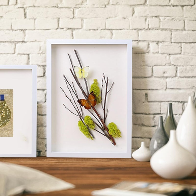 5x7 Small Shadow Box Frame Display Case , Display Case Box for Memorabilia, Medal, Wedding Memories, Crafts, Tickets and Photos (White, 5x7) - Image 4