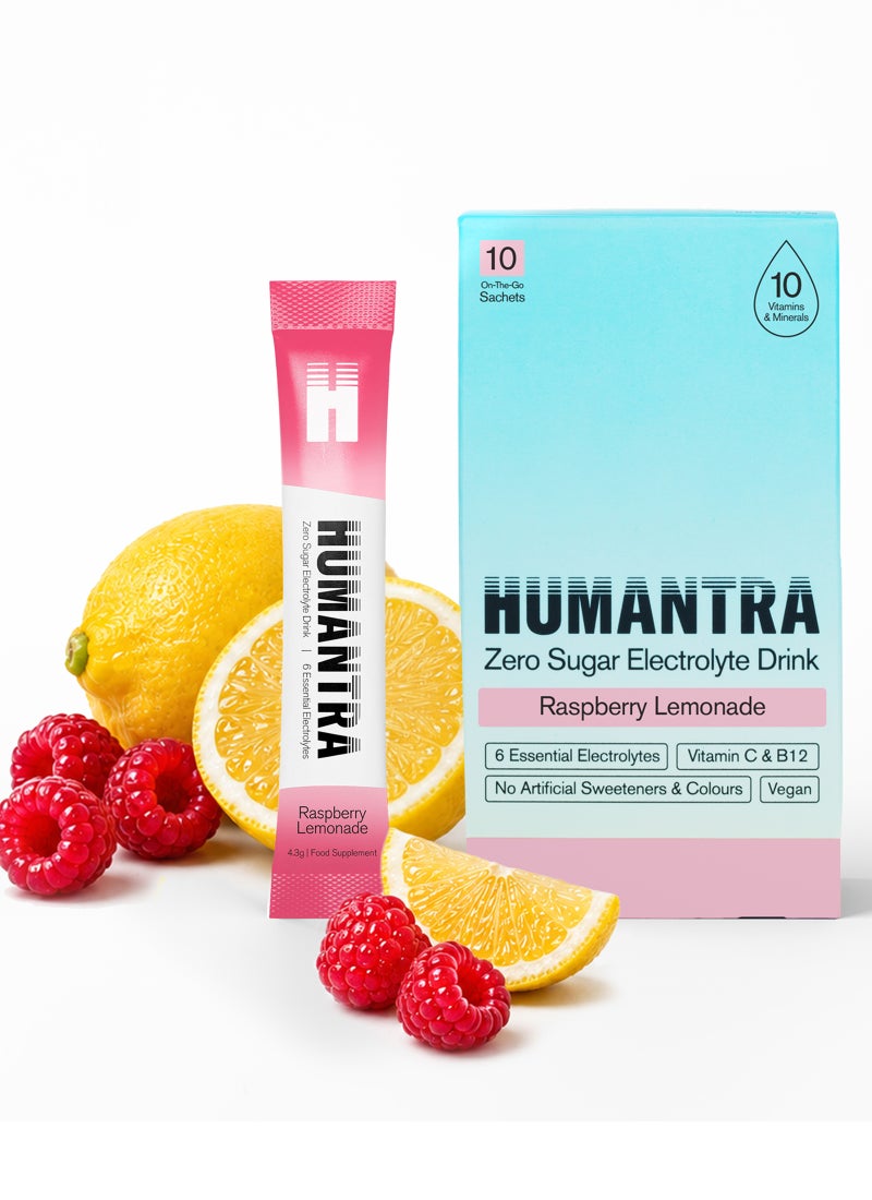 Humantra Raspberry Lemonade Electrolyte Hydration Drink Sachets - Image 1
