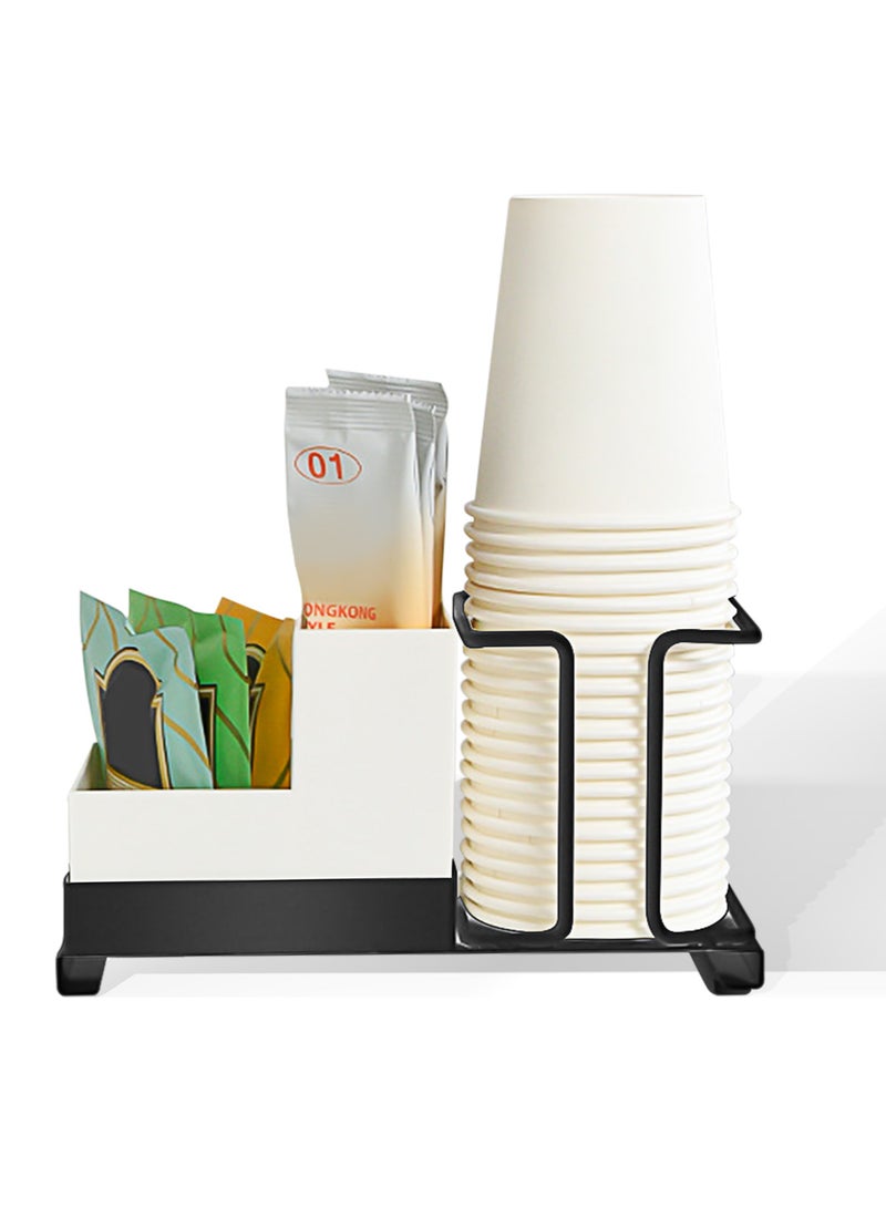 Metal coffee station organizer,10 oz disposable coffee paper cups holder with straws, tea bags, coffee pods organizer for home, office, hotel, bathroom counter - Image 5