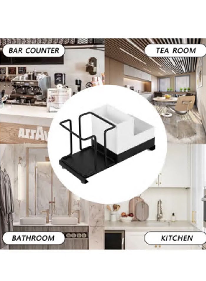 Metal coffee station organizer,10 oz disposable coffee paper cups holder with straws, tea bags, coffee pods organizer for home, office, hotel, bathroom counter - Image 3