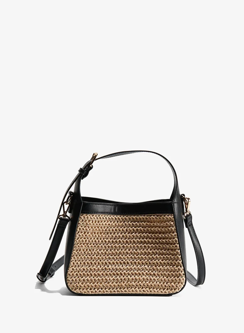 Straw-detail crossbody bag