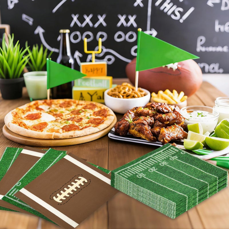 PureGuard 80 PCS Football Napkins, PureGuard Football Party Supplies 6.7 Inches Cocktail Napkins Paper Disposable for Football Birthday Theme Party Game Day Tailgate Party Favors Decorations - Image 2