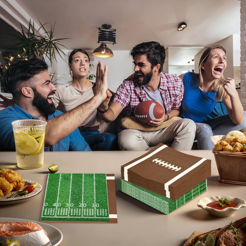 PureGuard 80 PCS Football Napkins, PureGuard Football Party Supplies 6.7 Inches Cocktail Napkins Paper Disposable for Football Birthday Theme Party Game Day Tailgate Party Favors Decorations - Image 5