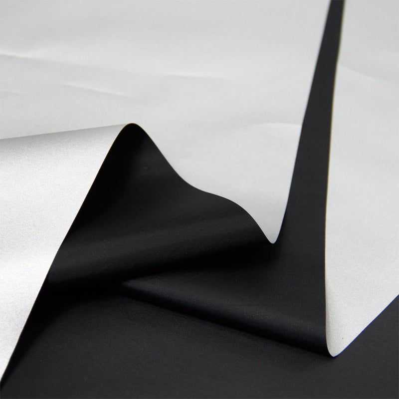 Blackout Drapery Shade Fabric Black and Silver 100 Percent Shading Light Waterproof Sunshade Cloth Light Weight 15Yards