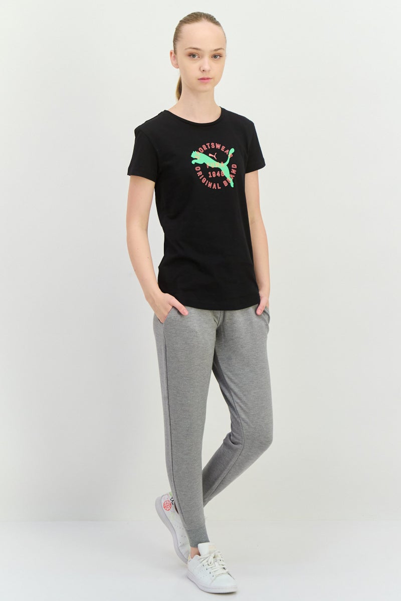 PUMA Women Regular Fit Brand Logo Short Sleeves Outdoor Top, Black  - Image 4