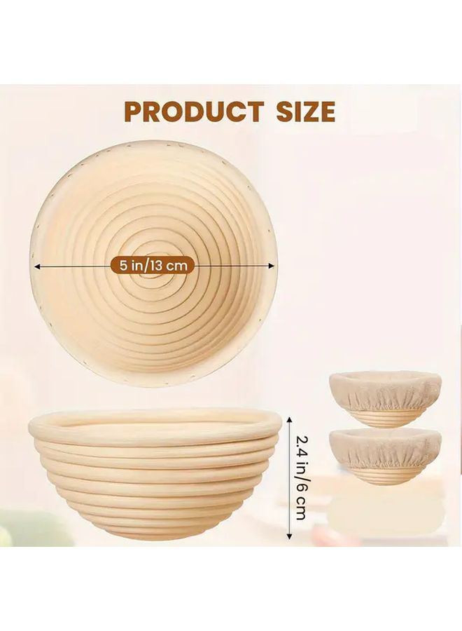 2pcs 5 Inch Mini Sourdough Bread Proofing Baskets Baking Supplies Set - Image 2