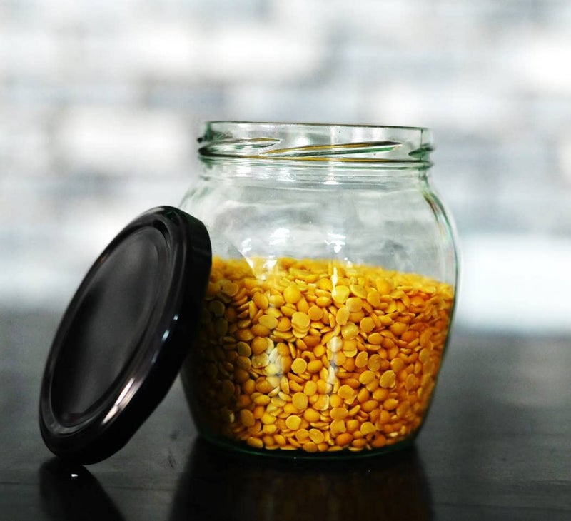 SHRIYAM CRAFT Glass Jar and Container Air Tight Black Lid for Kitchen Glass Jar Matki Shape Glass Jar 450 ML Pack of 1 - Image 2