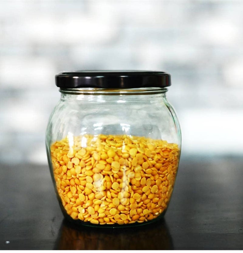 SHRIYAM CRAFT Glass Jar and Container Air Tight Black Lid for Kitchen Glass Jar Matki Shape Glass Jar 450 ML Pack of 1 - Image 1