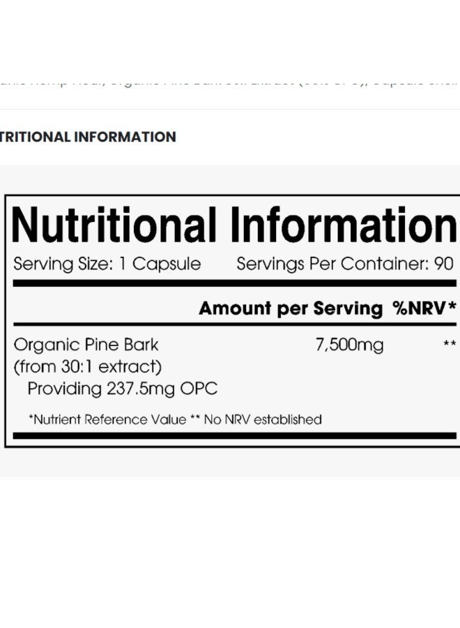 مستخلص لحاء الصنوبر العضوي 7500 مجم – يدعم الدفاعات المضادة للأكسدة والدورة الدموية وصحة البشرة، صنع في المملكة المتحدة، 90 كبسولة - Image 2