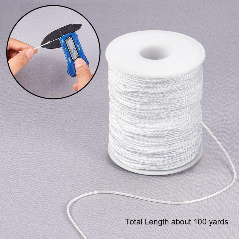 PH PandaHall 1.5mm White Nylon String 100 Yards Lift Shade Cord Blinds Pull String Wind Chime Strings Braided Beading Strings Kumihimo Macrame Thread for Windows Roman Shade Repair Friendship Bracelet - Image 3