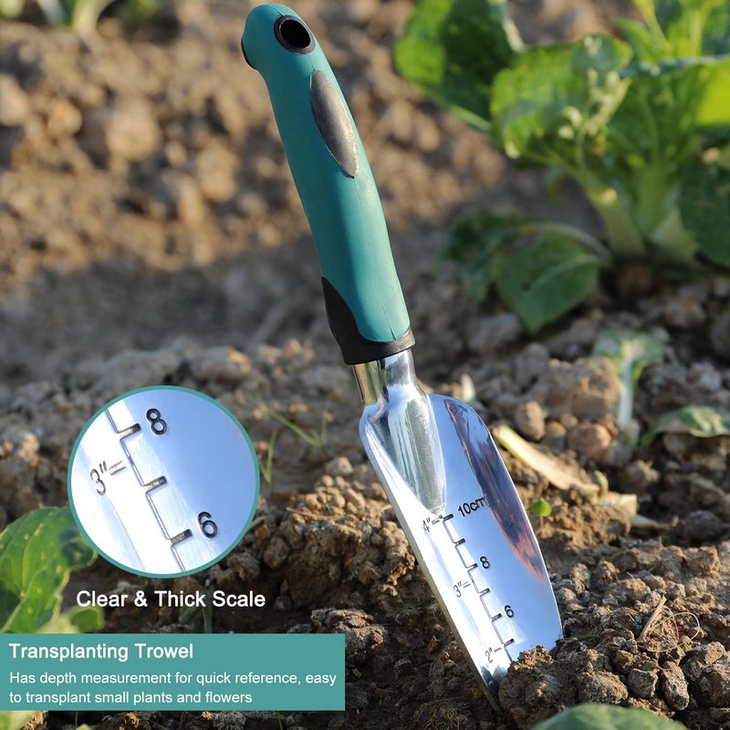 FANHAO Garden Tools Set, 3 Piece Heavy Duty Gardening Tools Cast Aluminum with Soft Rubberized Non-Slip Handle, Durable Garden Hand Tools Garden Gifts for Men Women - Image 4