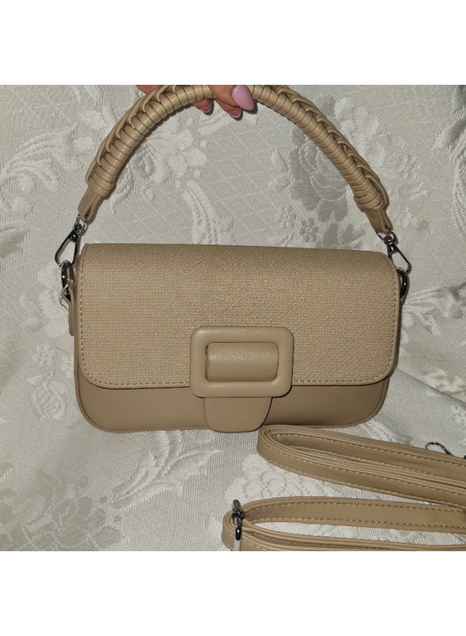 Women’s Elegant Leather Handbag with Braided Handle – Chic & Practical Shoulder Bag with Removable Strap - Image 3