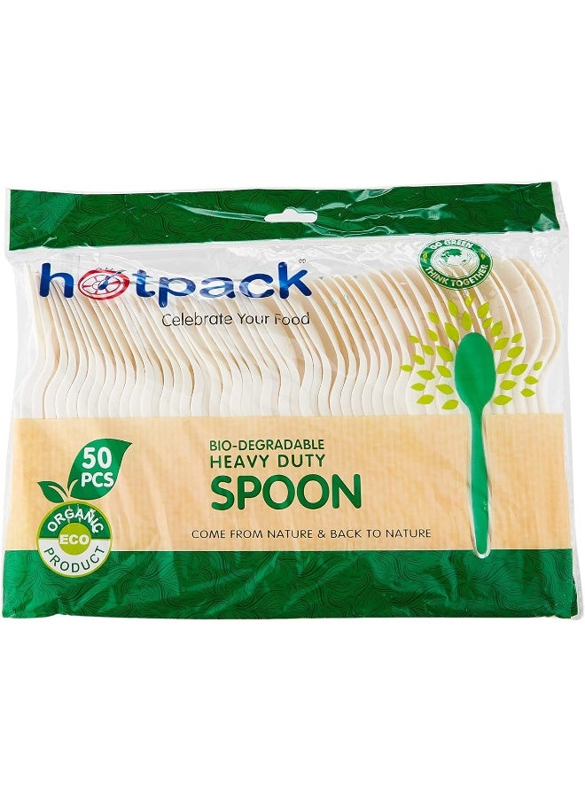 Hotpack Hotpack Disposable Bio-Degradable Eco-Friendly Heavy Duty Spoon, 50 Pieces  - Image 1