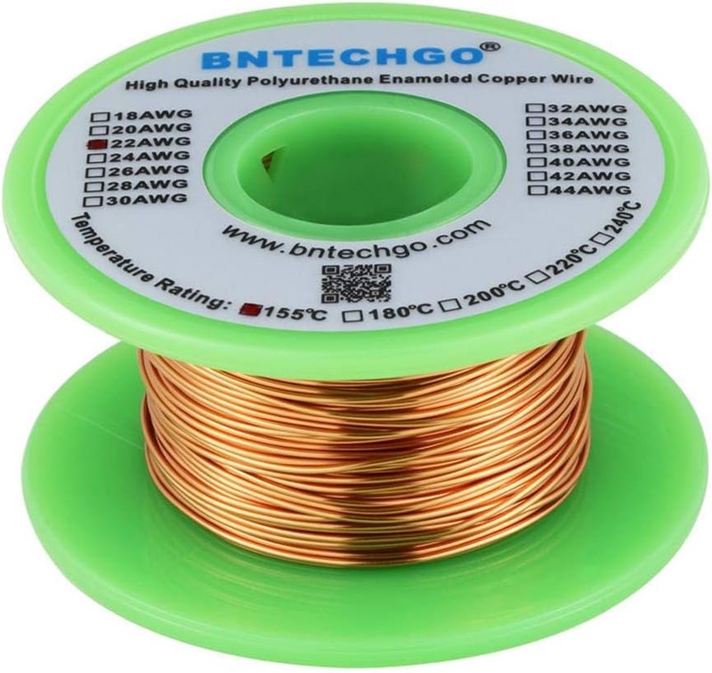 BNTECHGO 22 AWG Magnet Wire - Enameled Copper Wire - Enameled Magnet Winding Wire - 4 oz - 0.0256" Diameter 1 Spool Coil Natural - Image 1