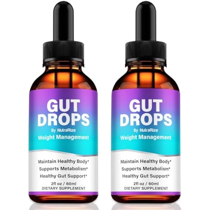 NutraRize (2 Pack) Gut Drops, Premium GutDrops Dropper, All-Natural Liquid Formula to Maintain Healthy Body, Energy and Overall Well-Being, Official Gut Drops Gotas, Review (60 Servings) - Image 1