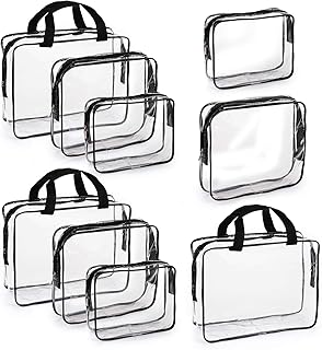 Hedume Set of 9 Clear Makeup Bags, TSA Approved Clear Toiletry Bag Set, Waterproof Clear PVC with Zipper Handle - Image 1