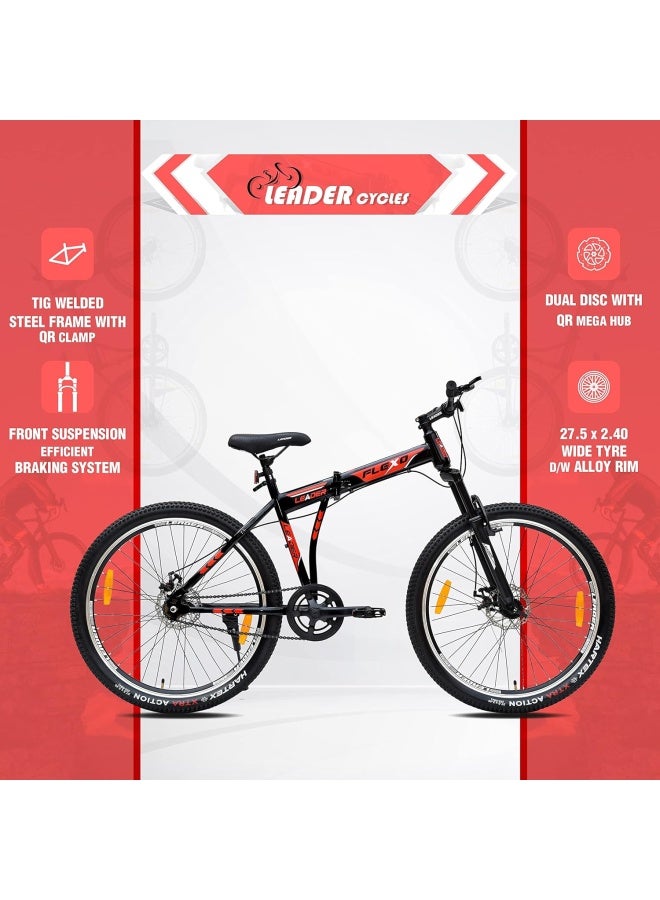Leader Flexo 27.5 Inch || Mountain Bike || Single Speed || Front Suspension & Disc Brake || MattBlack Green Color || Unisex || Frame Size-19 Inch - Image 5