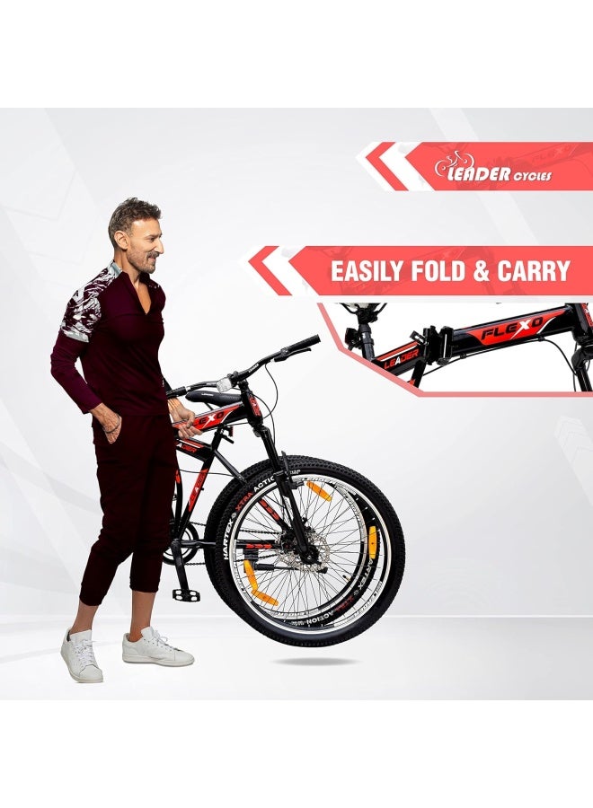 Leader Flexo 27.5 Inch || Mountain Bike || Single Speed || Front Suspension & Disc Brake || MattBlack Green Color || Unisex || Frame Size-19 Inch - Image 4