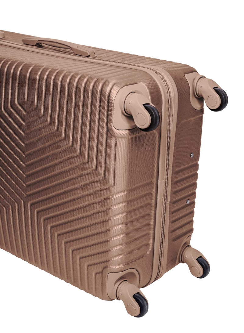 TRAVEL WAY حقيبة سفر خفيفة الوزن مقاس 24 بوصة من TravelWay تتسع لـ 20 كجم - حقيبة سفر صلبة للسفر | حقيبة أمتعة ABS مع 4 عجلات دوارة (ذهبي، 24 بوصة (61 سم)) - Image 5