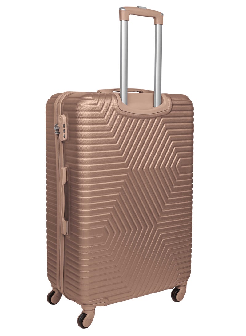 TRAVEL WAY حقيبة سفر خفيفة الوزن مقاس 24 بوصة من TravelWay تتسع لـ 20 كجم - حقيبة سفر صلبة للسفر | حقيبة أمتعة ABS مع 4 عجلات دوارة (ذهبي، 24 بوصة (61 سم)) - Image 2