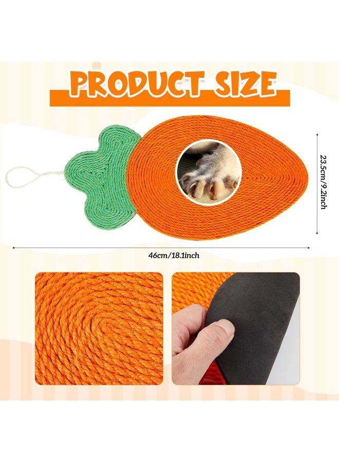 Maasechs Rabbit Scratching Pad, Natural Sisal Cat Bunny Scratcher Mats Cute Carrot Scratch Rug, Claws and Teeth Care for Biting Sleeping Nesting Small Animal Bedding Chew Toys Bed Play Toy, 8.9 x 18 Inch - Image 2