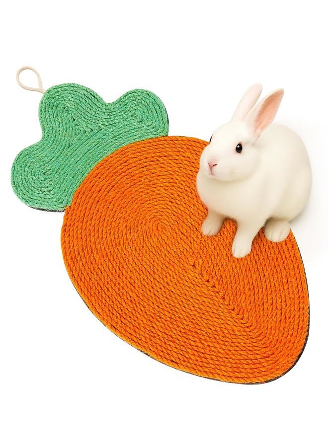 Maasechs Rabbit Scratching Pad, Natural Sisal Cat Bunny Scratcher Mats Cute Carrot Scratch Rug, Claws and Teeth Care for Biting Sleeping Nesting Small Animal Bedding Chew Toys Bed Play Toy, 8.9 x 18 Inch - Image 1