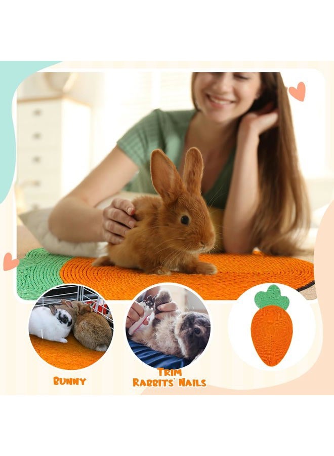 Maasechs Rabbit Scratching Pad, Natural Sisal Cat Bunny Scratcher Mats Cute Carrot Scratch Rug, Claws and Teeth Care for Biting Sleeping Nesting Small Animal Bedding Chew Toys Bed Play Toy, 8.9 x 18 Inch - Image 3