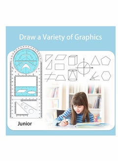 SYOSI Drawing Ruler, New Multifunctional Geometric Ruler Drawing Template Measuring Tool Plastic Draft Rulers for School Office Supplies for Studying, Designing and Building, Junior High School Edition  - Image 5