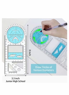 SYOSI Drawing Ruler, New Multifunctional Geometric Ruler Drawing Template Measuring Tool Plastic Draft Rulers for School Office Supplies for Studying, Designing and Building, Junior High School Edition  - Image 2