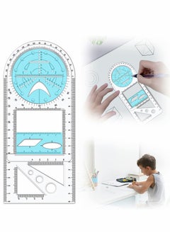 SYOSI Drawing Ruler, New Multifunctional Geometric Ruler Drawing Template Measuring Tool Plastic Draft Rulers for School Office Supplies for Studying, Designing and Building, Junior High School Edition  - Image 1