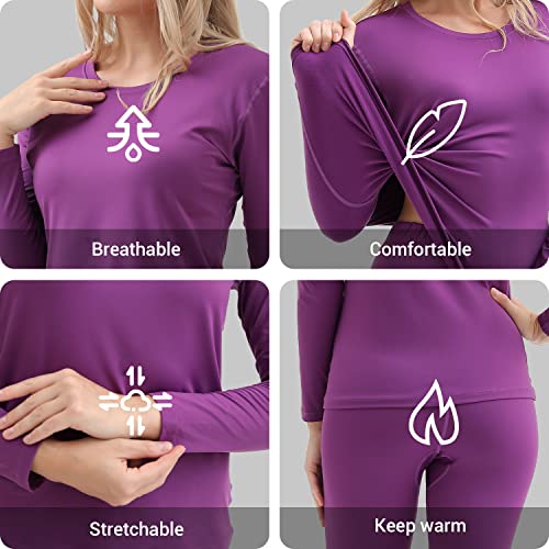 PISIQI Thermal Underwear Women Ultra-Soft Long Johns Set Base Layer Skiing Winter Warm Top & Bottom Purple - Image 3