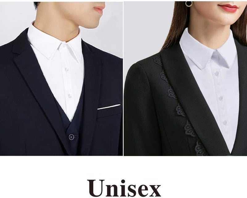 Joyci Men's Fashion OL False Collar Solid Color Lapel Half Shirt Fake Collar (White) - Image 2