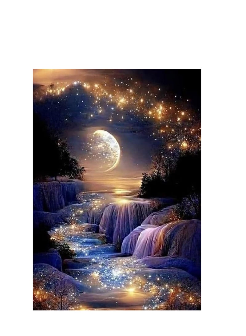 Diamond Painting, Diamond Art Painting Kits for Adults, 5D Moon Landscape Diamond Painting Kits, Full Round Drill Diamonds Dots Gem Art Kits, Home Wall Decor Art DIY Crafts Kits (Without Frame) - Image 1