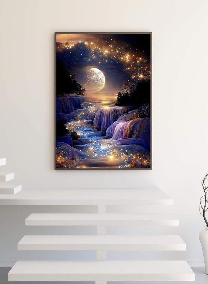 Diamond Painting, Diamond Art Painting Kits for Adults, 5D Moon Landscape Diamond Painting Kits, Full Round Drill Diamonds Dots Gem Art Kits, Home Wall Decor Art DIY Crafts Kits (Without Frame) - Image 4