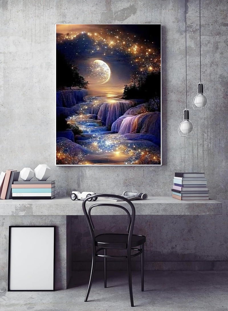Diamond Painting, Diamond Art Painting Kits for Adults, 5D Moon Landscape Diamond Painting Kits, Full Round Drill Diamonds Dots Gem Art Kits, Home Wall Decor Art DIY Crafts Kits (Without Frame) - Image 2